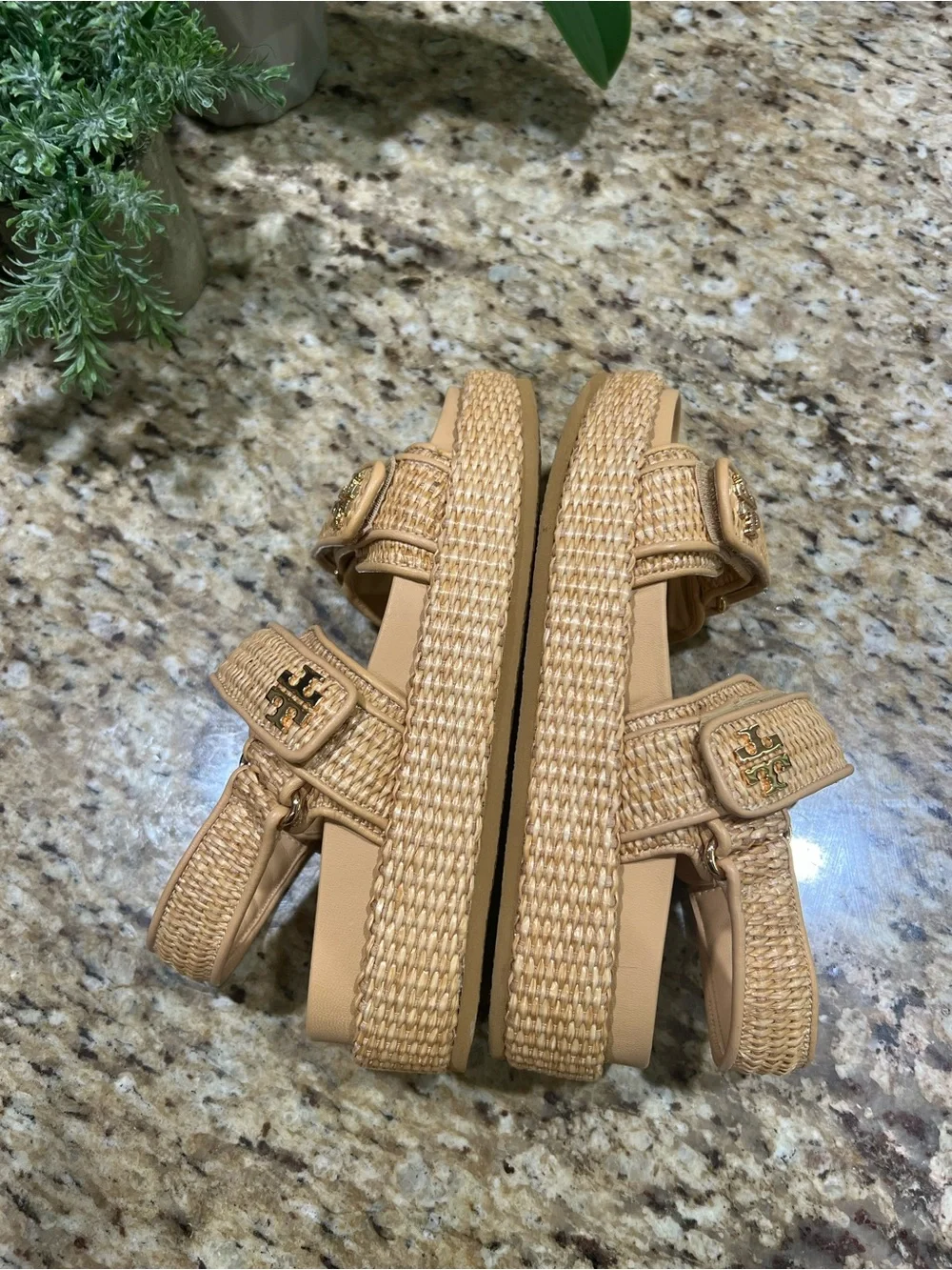 Tory Burch Kira Sport Sandal in Raffia w/ Gold-tone Hardware 5.5M